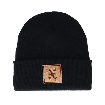 Iconic - Noir cuff Bonnet - X Letter Patch Black Cuff @ Hatstore
