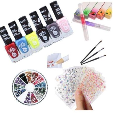 Neglesæt - Dekorationssæt - Neglelak, Rhinestone, Negleklistermærker