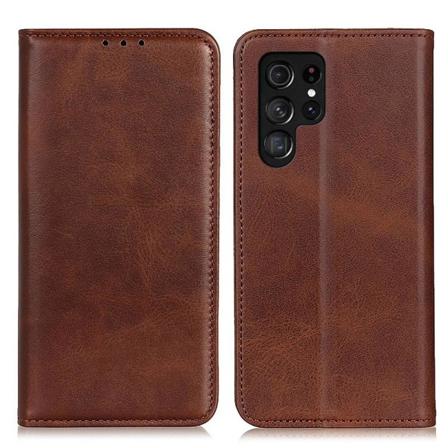 Samsung Galaxy S23 Ultra Flip Fodral Split Läder Brun