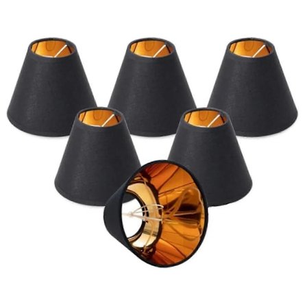 (6-pack) Small Black and Gold Lampshades with E14 Socket for Table and Floor Lamps