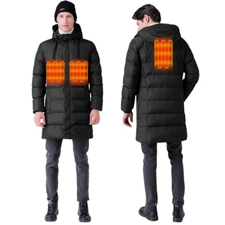 Uppvärmd Coat USB Electric Jacket Uppvärmning lång kappa