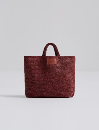 Malina Elsya Raffia Tote Bag - Burgundy - ONE SIZE
