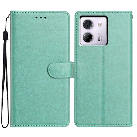 Kompatibel med Xiaomi Poco M7 Pro 5G Lærveske Lommebok Stativ Telefondeksel med Praktisk Stropp-lingling}