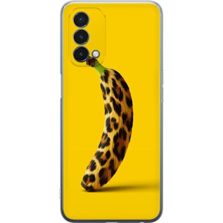 Kompatibelt Mobilskal till OnePlus OnePlus Nord N200 5G Banan med leopardmönster mot gul bakgrund i en kreativ och lekfull design