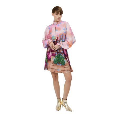 Silvian Heach Short Kjole with cactus print Pink, Dame