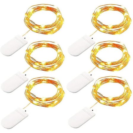 6 Pak Fe Fairylys 7,2ft 20 LED Stjernelys Batteridrevet Julelys