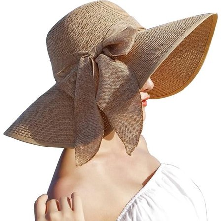 Kvinners bredbremmet solhatt av strå, sammenleggbar floppy hatt, sommer UV-beskyttelse strandhatt C1 f Khaki C1 f Khaki