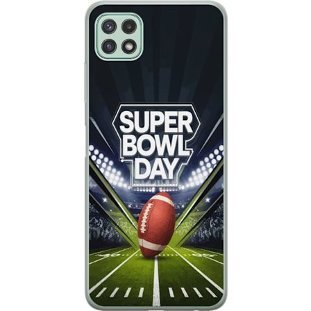 Kompatibel Mobilcover til Samsung Galaxy A22 5G Super Bowl Day plakat med amerikansk fodbold på oplyst arena i dramatisk sportsdesign