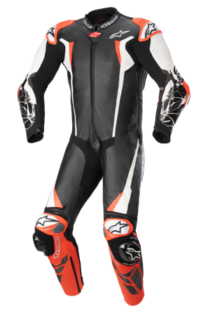 Tuta in Pelle Alpinestars Racing Absolute V2 Nero/Bianco/Rosso Fluo 56