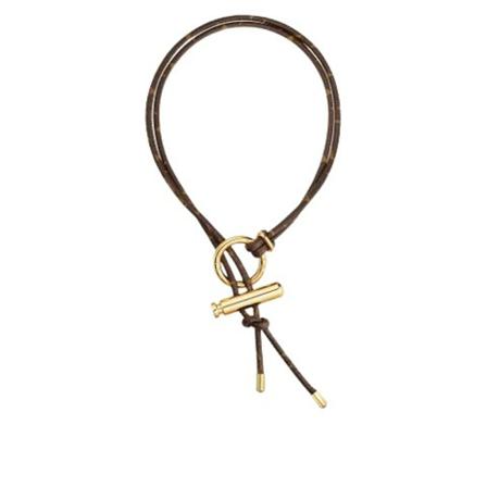 Louis Vuitton Vintage Pre-owned Jased canvas necklaces , Bruin , Dames , Maat: ONE Size Vintage Sieraden
