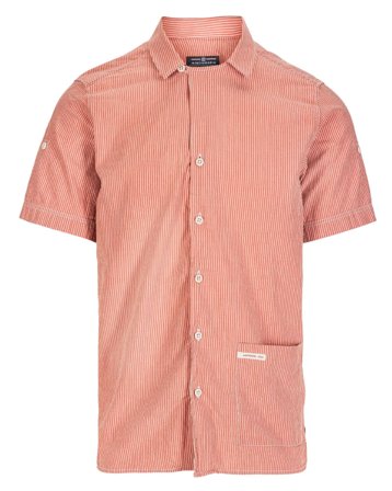 Amundsen Beach Shirt Mens Pinstripe Weathered Red