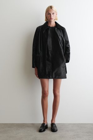 COS Women's Pony Hair-Effect Leather Mini Dress in Black