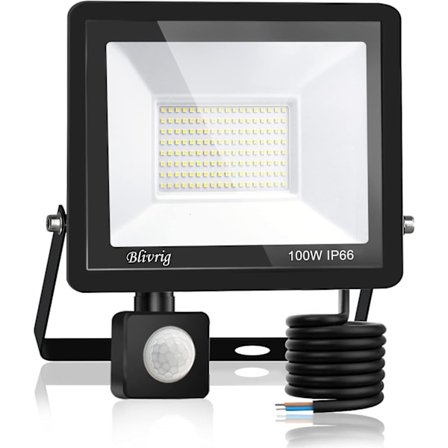 Utomhus Rörelsesensor Lampa 100W, 10000LM Utomhus LED Strålkastare IP66 Vattentät Kraftfull Utomhus LED Strålkastare, Kall Vit (6000K)