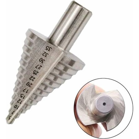 Stegad konborr, 13 steg 5mm-35mm HSS stegad borr 4241 stegad borr titan hålfräsverktyg kon spets hexagon spets HSS verktygssats för stål, trä, plast, 