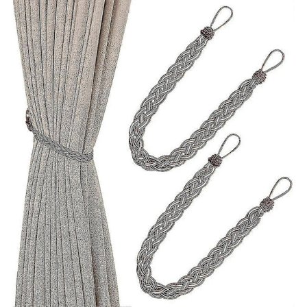 Håndstrikkede gardinbånd, ensfargede gardinbånd og tilbehør brun