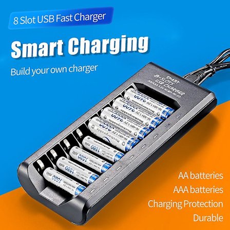 Lcd-skärm, laddare, 8-facksladdare, batteriladdare, nimh-laddare, laddningsbox, batteriladdare, aa-laddare, aaa-laddare, batteriladdare