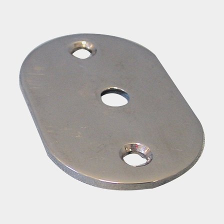Mounting plate for grab rail, oval, acid-resistant stainless steel, 64 x 42 mm
