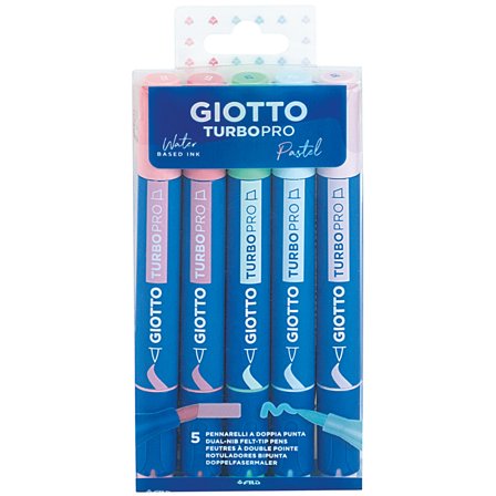 Giotto Turbo Pro Dual Tip Marker Pen 5-sæt Pastel