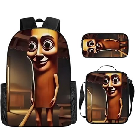 Italiensk Brainrot Digitaltryckt Axelväska Trästickfigur Shanhaijing Student Skolväska-35