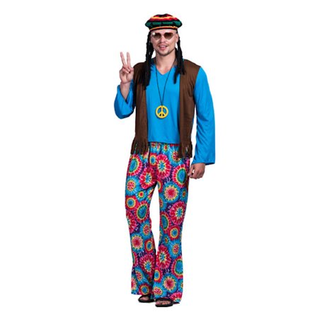 Vuxen Hippie Love Peace halloween kostym för män