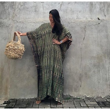 Kvinders Strandbluse Trykt Strand Lang Kjole Cover-up Kjole Sommerkjole Dn0005