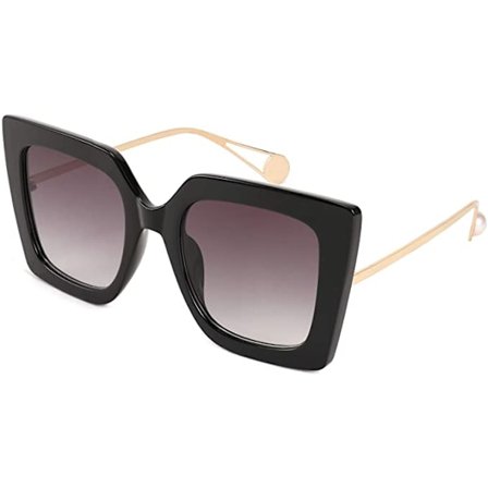 Överdimensionerade solglasögon kvinnor fyrkantiga kattöga pärlinläggning stor ram