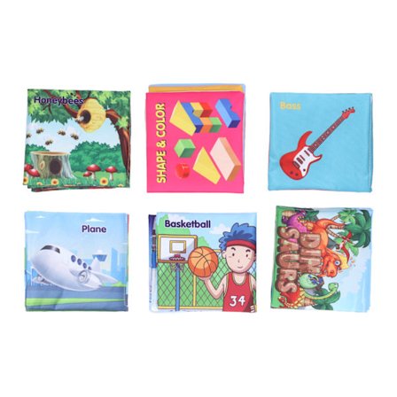 6 stk. baby stofbøger med flere temaer, rivefaste, interaktive, tidlig pædagogisk legetøj