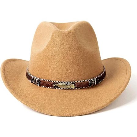 Western Cowboy Hat Bred Brätte Utomhus Fedora Hat, Kamel