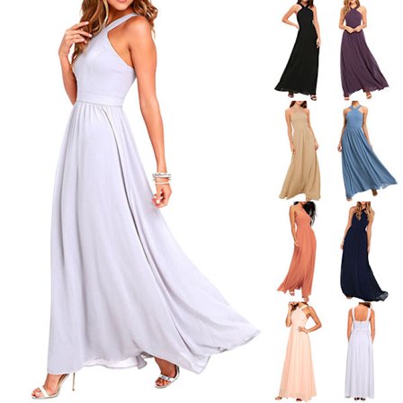Damklänning Cross Halter Off Shoulder Brudtärnklänning Lång Maxi