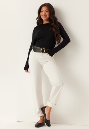 Bubbleroom - Waterfall LS Top - Black - Kläder