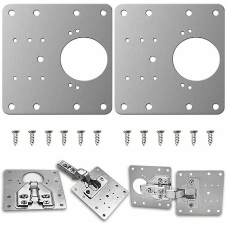 Kaapin saranoiden korjauspaneelit, saranoiden korjauskiinnikkeet rei'illä, saranoiden korjauspaneelit ruuveilla, sopivat puukalusteiden 