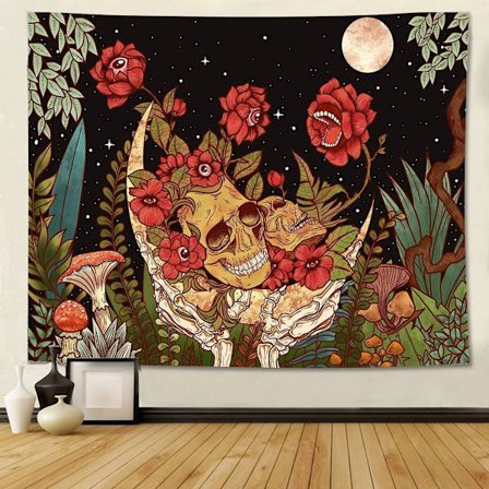 Blomskalle Vägghängande Måne Trädgårdsväv Estetisk svamp Växtväv 150*150cm