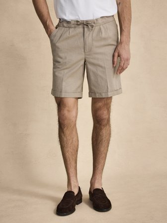 John Henric Men's Taupe Shorts Leinen Baumwolle Size 44
