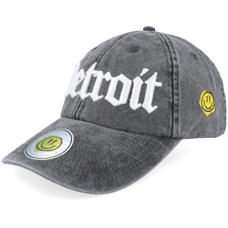 Lucid Smile - Svart unconstructed Caps - Detroit 3d Script Washed Black Dad Cap @ Hatstore
