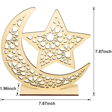 2 Sæt Eid Mubarak Træpynt Ramadan Måne Stjerne Vedhæng