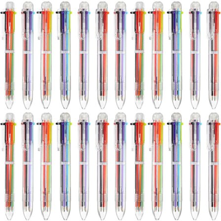 20 Pak 6-i-1 Tilbagetrækkende Kuglepenne 6-Farvet Kuglepen Multifarvede Penne til Kontor Skoleforsyninger Studerende Børn Gave