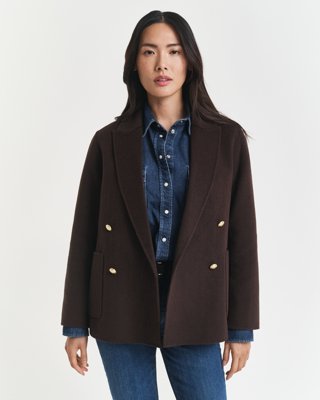 GANT - Håndsydd klubbblazer i ullblanding til dame deep brown