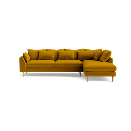Ofelia Chaiselongue-Sofa, rechts, Riviera Gelb, eleganter Stoffbezug, inklusive aller Kissen, weicher Komfort, modernes Design, Höhe 85cm