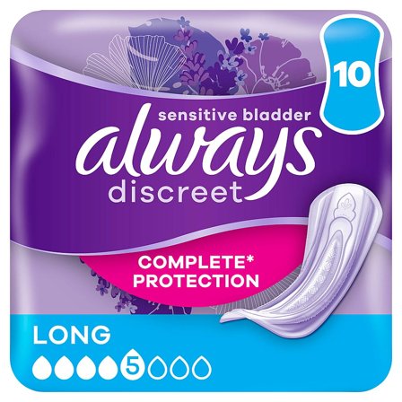 Always Discreet Long Inkontinensbind 10 stk, Medicin & Pleje, Inkontinens, Inkontinens Kvinder