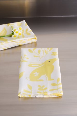 Jotex - Bloom Serviett Med 4-pakning Gul/hvit - SPRING - Kjøp Servietter hos Jotex