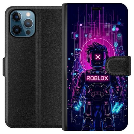 Kompatibel Tegnebogsetui til Apple iPhone 12 Pro Roblox Cyber Core Kraftfuldt digitalt Roblox-design med lilla lys og futuristisk baggrund