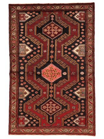 Hand Knotted Persian Hamadan Fine Rug 138X211 Black/Dark Red