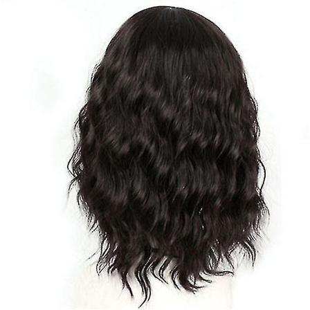 Syntetiska Peruker Bangs Vågigt Vågigt Hår Peruk Värmebeständig Majsperuk Svart Kort