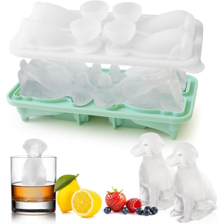 3D Labrador Isterningebakke Silikone Store Isterningeforme Sjove Former Hunde Isterningebakker til Fryser, Isform til Whiskey, Cocktails, Iskaffe, Sød