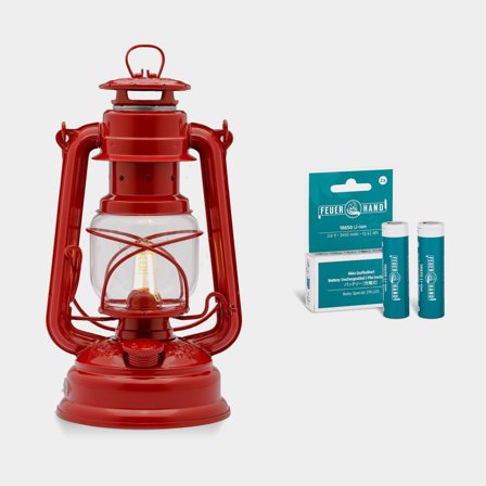 Farol de tormenta LED Feuerhand 276 (Baby Special) LED, 255 mm, Ruby Red + baterías de iones de litio recargables