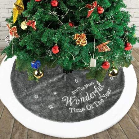 Plys grå broderet juletræsnederdel (122 cm på lager)