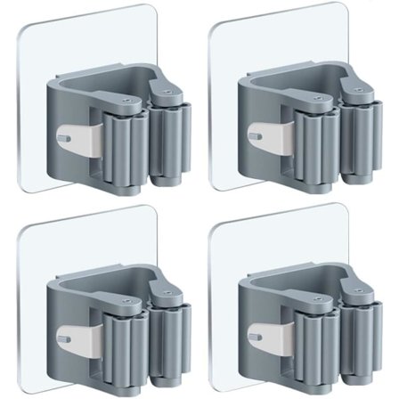 Kvast och mopphållare 4-pack utan borrning Väggmonterad självhäftande mopp