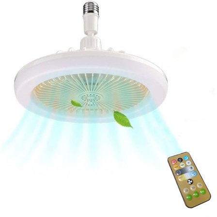Sockel fläktlampa 10 tum Sockel fläkt takfläkt med ljus dimbar fjärrkontroll 3 fläkt hastigheter E26/E27 ljus sockelfläkt för badrum sovrum garderob