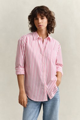 GANT - Stripete poplinskjorte i relaxed-fit til dame bright fuschia