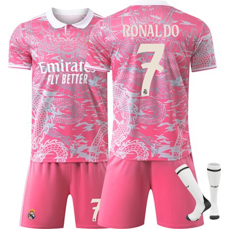 Pakko hankkia! 2526 Real Madrid Dragon -kuvioinen jalkapallopaita, Ronaldo klassinen nro 7 pinkki malli ja muut tähdet ovat järkyttyneitä NO.7 RONALDO